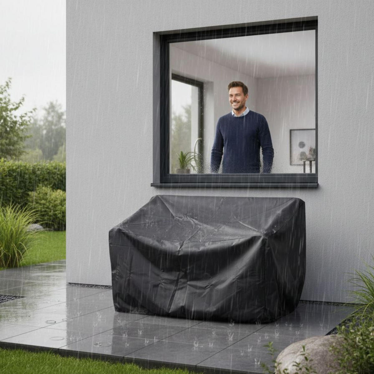 SCHUTZHÜLLE Aero Protect Dunkelgrau für Gartenbänke 2-Sitzer - Grau, Metall (130/86/70cm) - Mr. Deko