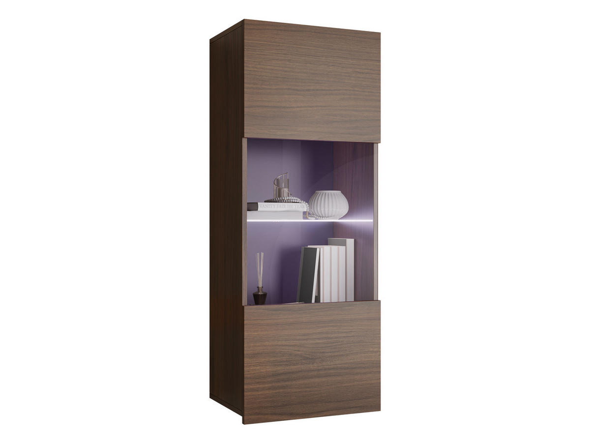 HÄNGEVITRINE Calabrini 05 mit blauer LED Beleuchtung - Nussbaumfarben, Holzwerkstoff (45/117/32cm) - MIRJAN24