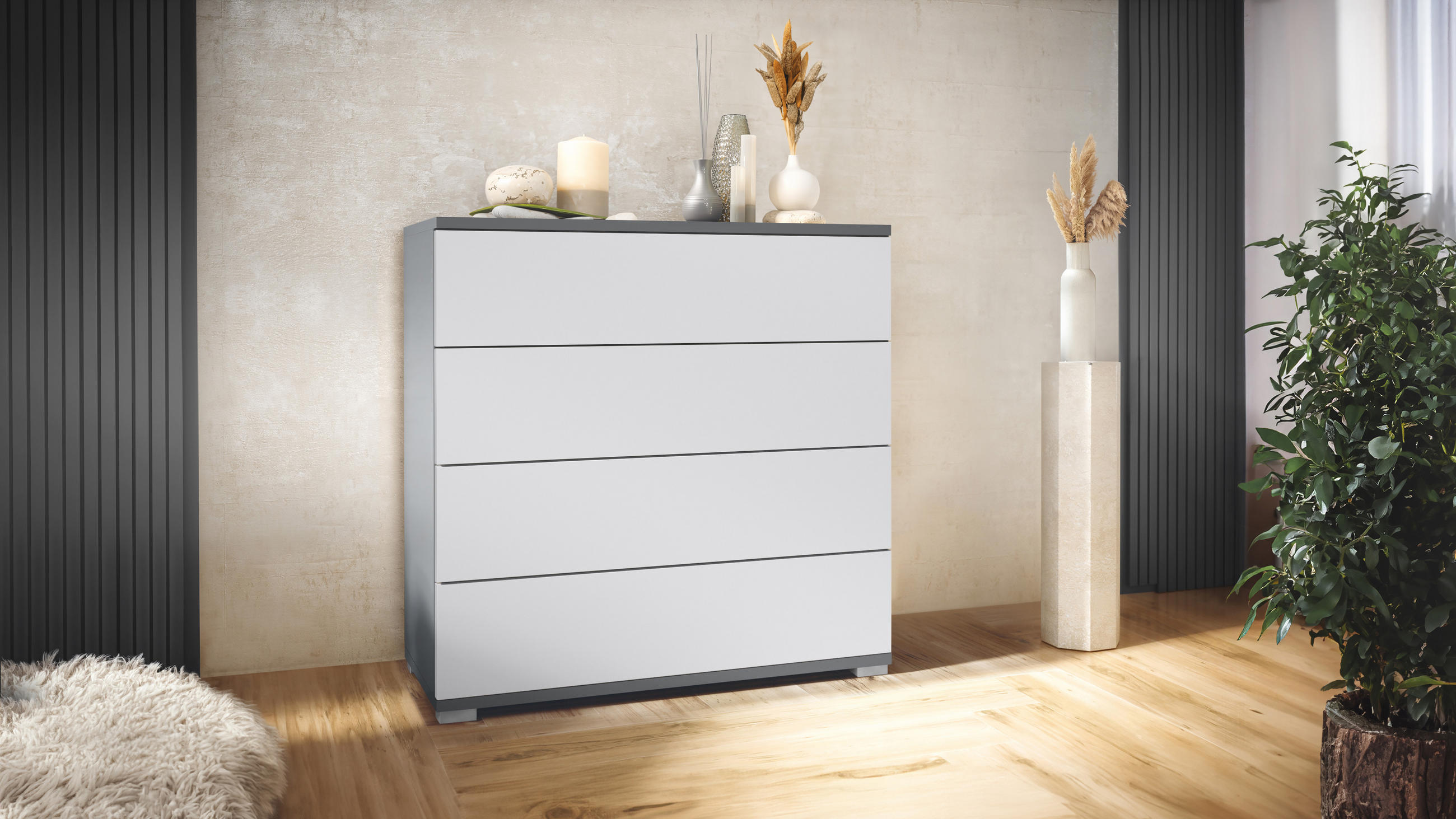 KOMMODE Pavos Weiß matt - Weiß, Holzwerkstoff (76/76/35cm) - Vladon