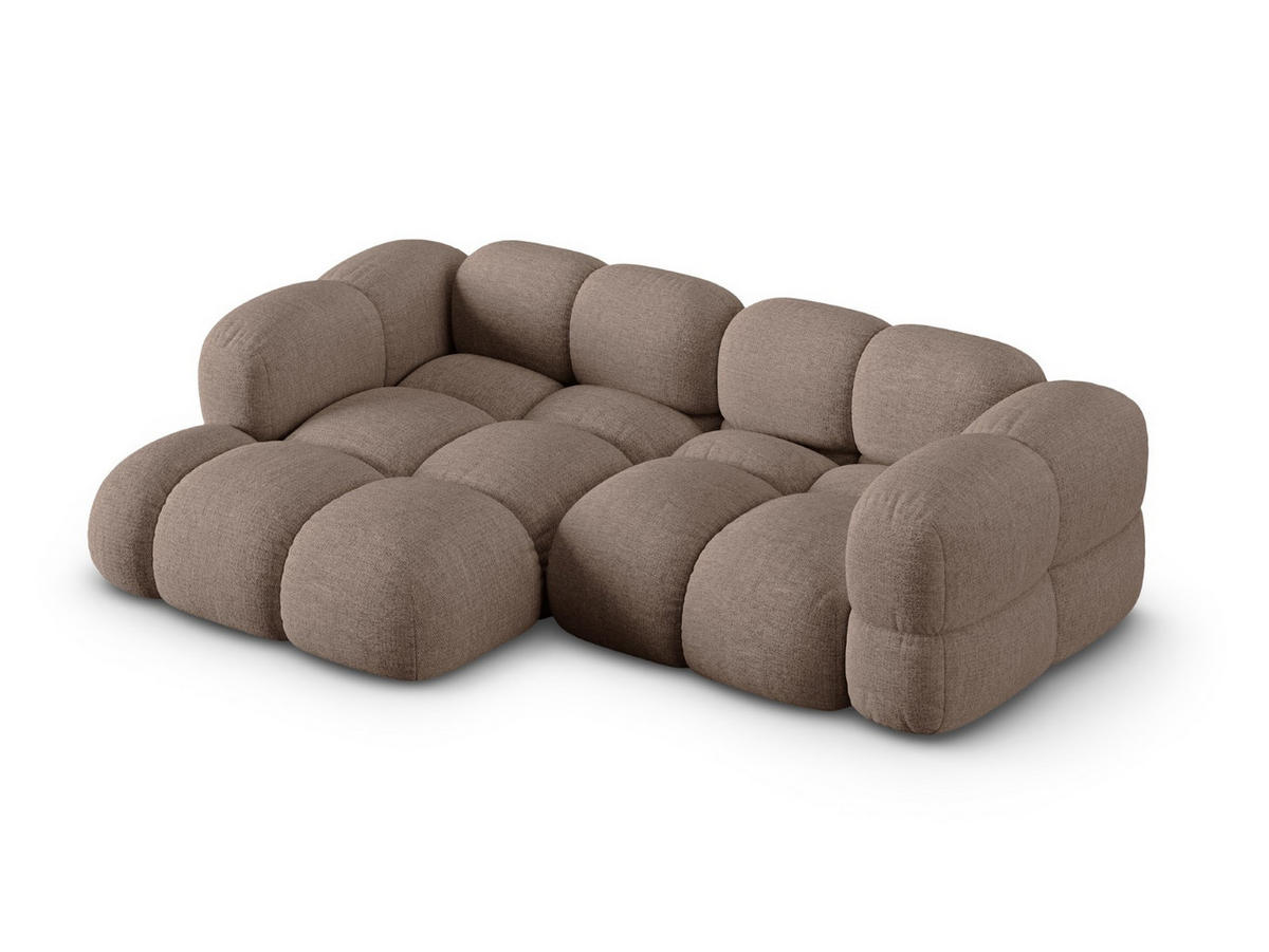 ECKSOFA links Loretto aus strukturiertem Stoff cappuccino 3 Sitzplätze - Cappuccino, Textil (147/250cm) - Cosmopolitan Design