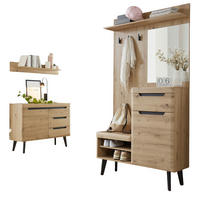 GARDEROBEN-SET Eiche Artisan, schwarz 232 cm, Garderobenkombination skandinavisch - Eichefarben/Schwarz, Holzwerkstoff/Metall (232/200/40cm) - Furn.Design