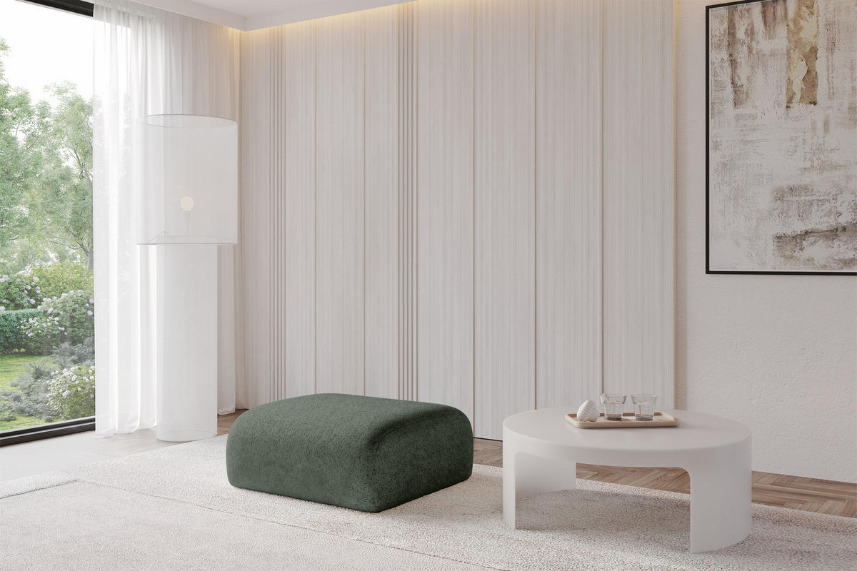 POUF MIRA-PUF 91x89x40 Grün cm Velours Modular Sitzhocker - Schwarz/Grün, Holzwerkstoff/Kunststoff (91/40/89cm) - ALTDECOR