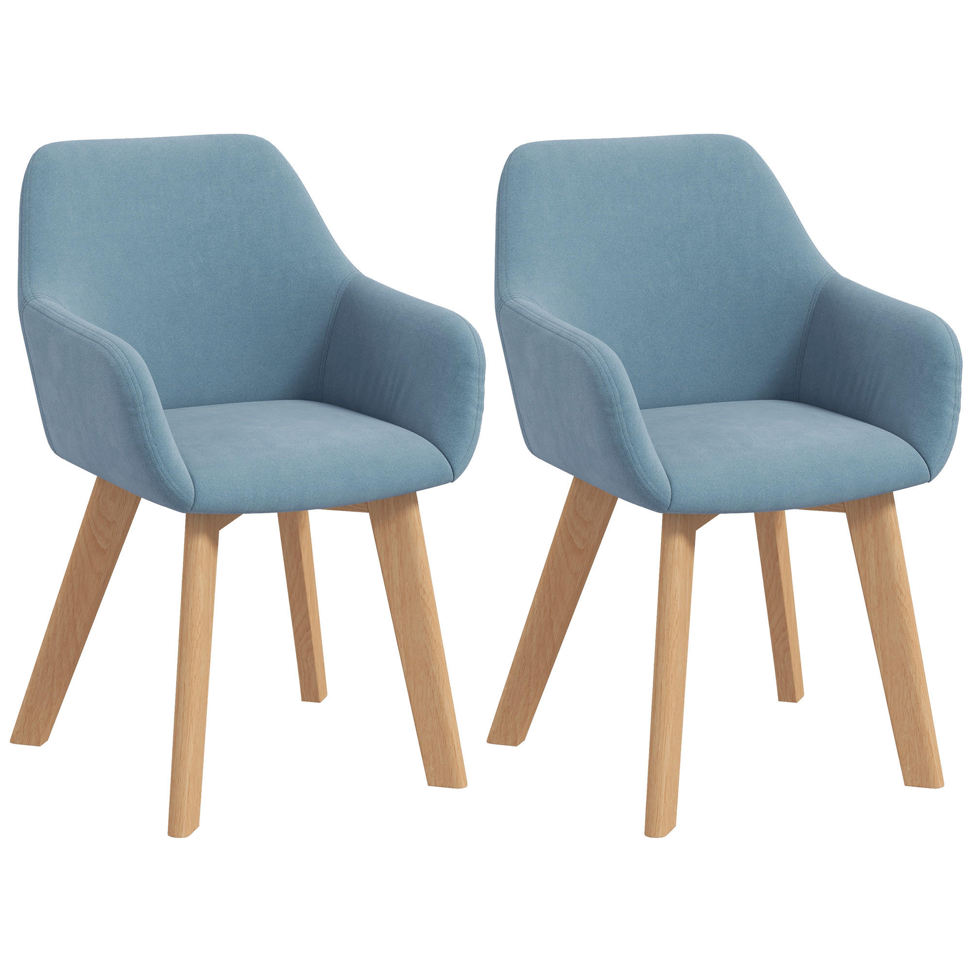 ESSZIMMERSTÜHLE 2er-Set DE-13333 Veloursbezug & Holzfüße Blau - Blau, Holz (57/80/54cm) - ComfortXL