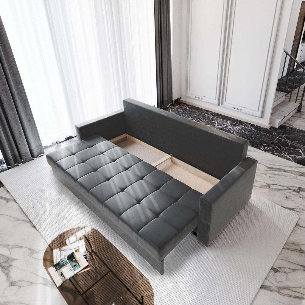 Thumbnail - Masseno Bettsofa, Grau, Textil, 222x83x86 cm, Wohnzimmer, Sofas & Couches, Schlafsofas