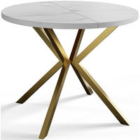 ESSZIMMERTISCH LOFT LITEN, ausziehbarer Tisch 90 cm/170 cm, Farbe: Marmur, mit Metallbeinen in Farbe Gold - Goldfarben/Hellgrau, Holzwerkstoff (90/90/76cm) - Alpi-Möbel