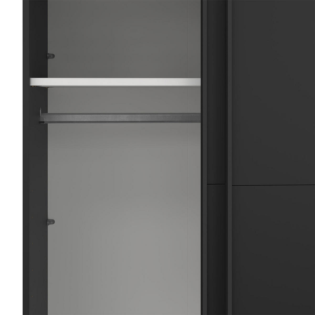 KLEIDERSCHRANK, Catania, Schwarz, Holzwerkstoff, 179 x 65 x 221 cm - Schwarz, Holzwerkstoff (179/221/65cm) - ebuy24