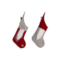 LAALU CHRISTBAUMKUGEL-SET 2 Dekorationen: Socken mit Weihnachtsmann-Mix 40 cm - Rot/Grau, Textil (20/10/45cm) - LAALU