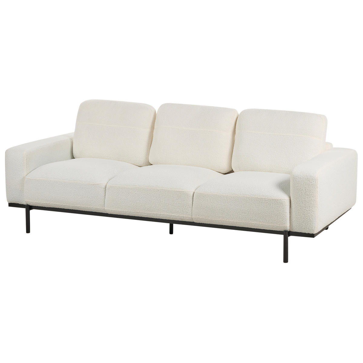 3-SITZER-SOFA Bouclé cremeweiß Sovik - Weiß, Textil (215/72/87cm) - Beliani
