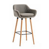 BARHOCKER Lederlook Taupe - Taupe/Eukalyptusholzfarben, Holz/Textil (55/99/46cm) - CLP