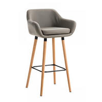 BARHOCKER Lederlook Taupe - Taupe/Eukalyptusholzfarben, Holz/Textil (55/99/46cm) - CLP