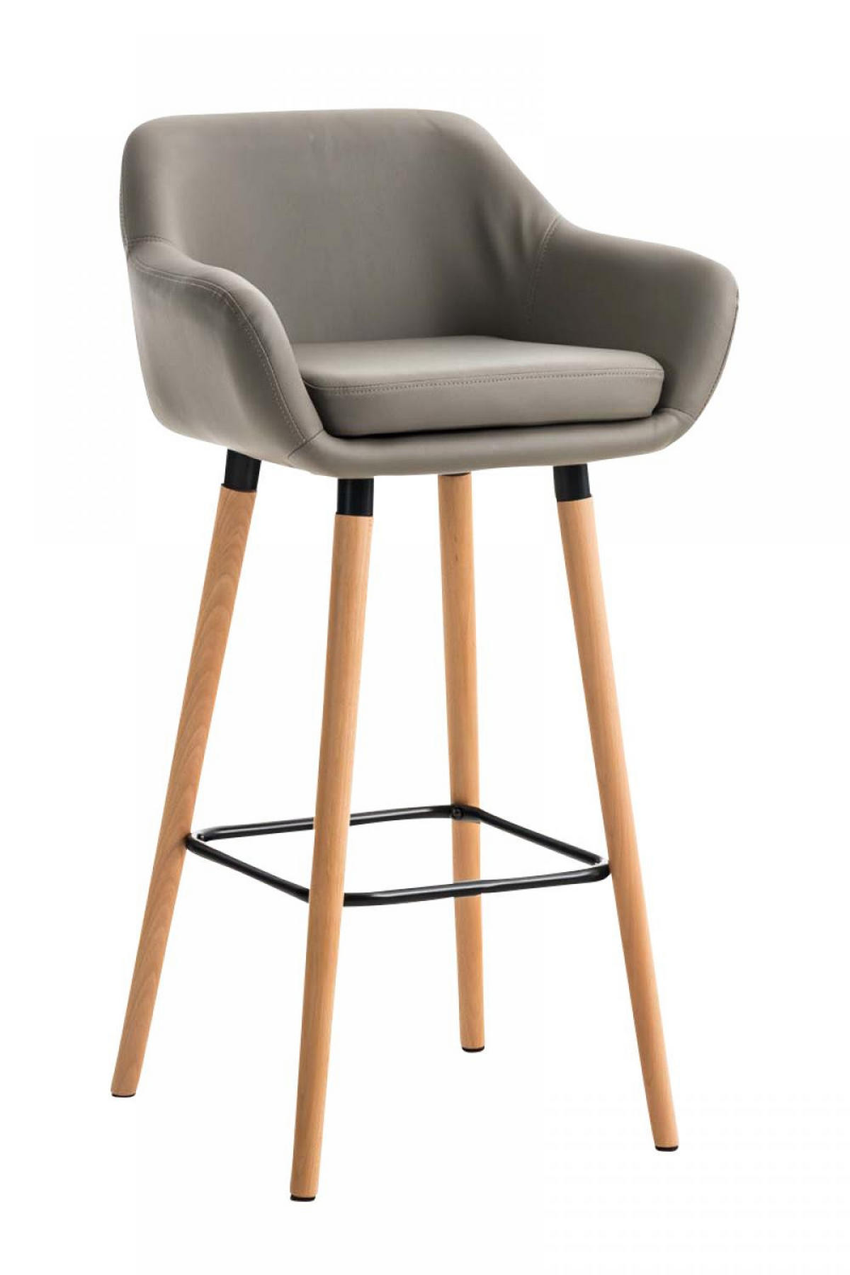BARHOCKER Lederlook Taupe - Taupe/Eukalyptusholzfarben, Holz/Textil (55/99/46cm) - CLP