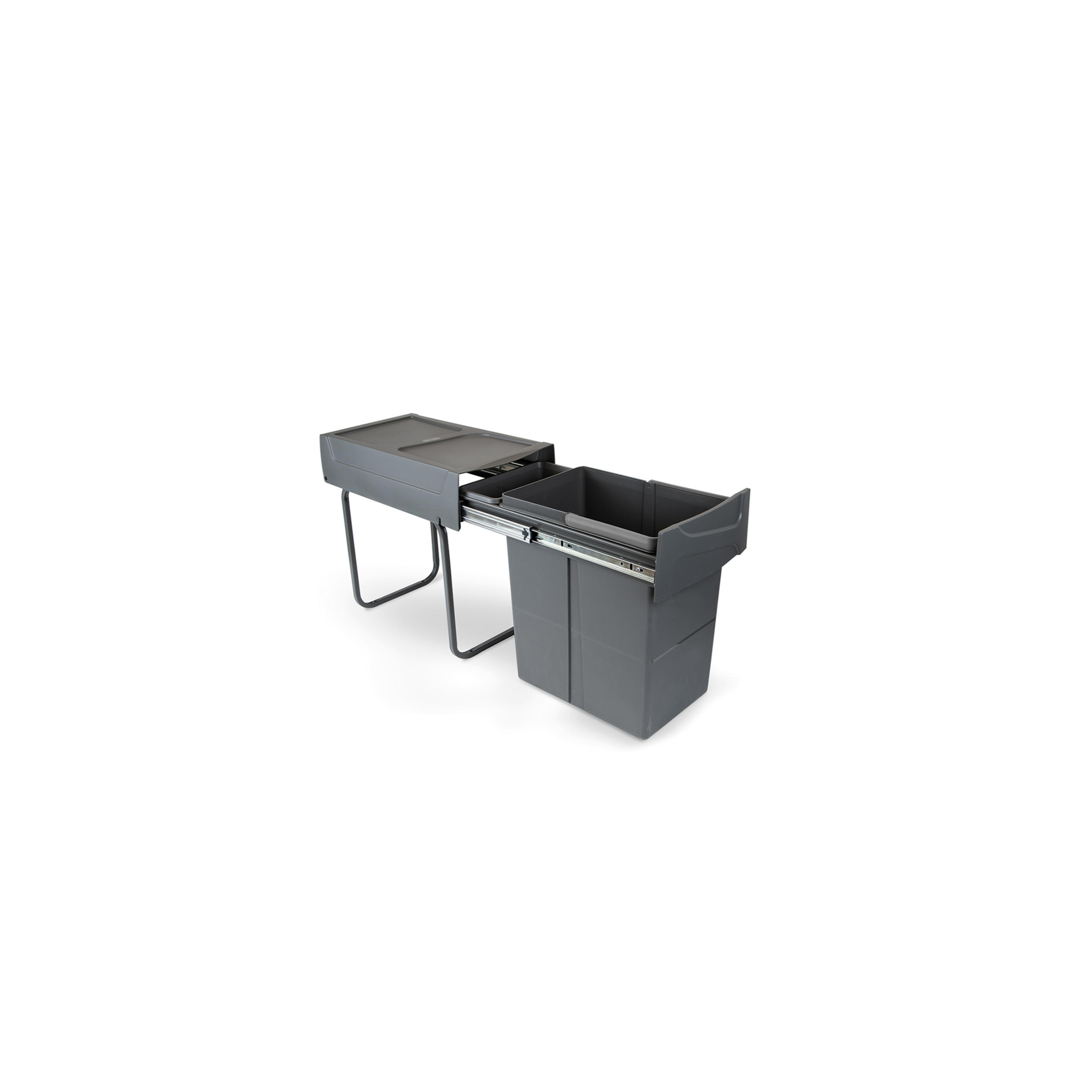 RECYCLE 20 L Recyclingbehälter für Küche, Bodenbefestigung und Handauszug - Anthrazit, Kunststoff (24.6/39/43.9cm) - EMUCA