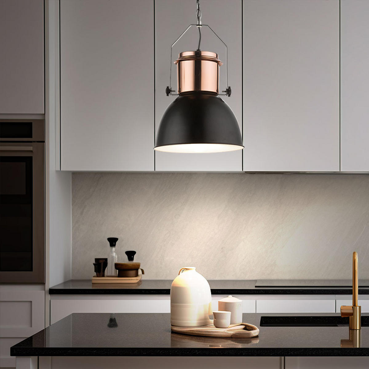 LED HÄNGELEUCHTE Kupfer Schwarz - Schwarz, Metall (27/27/120cm) - Globo Lighting