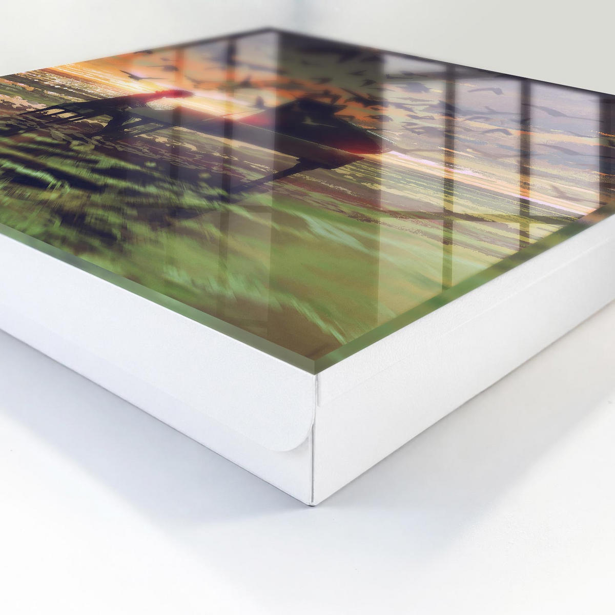 SCHLÜSSELBOX Weiß 30x30 cm – Türöffnung nach rechts - Harmonie der Natur - Orange, Metall (30/30/5cm) - TULUP