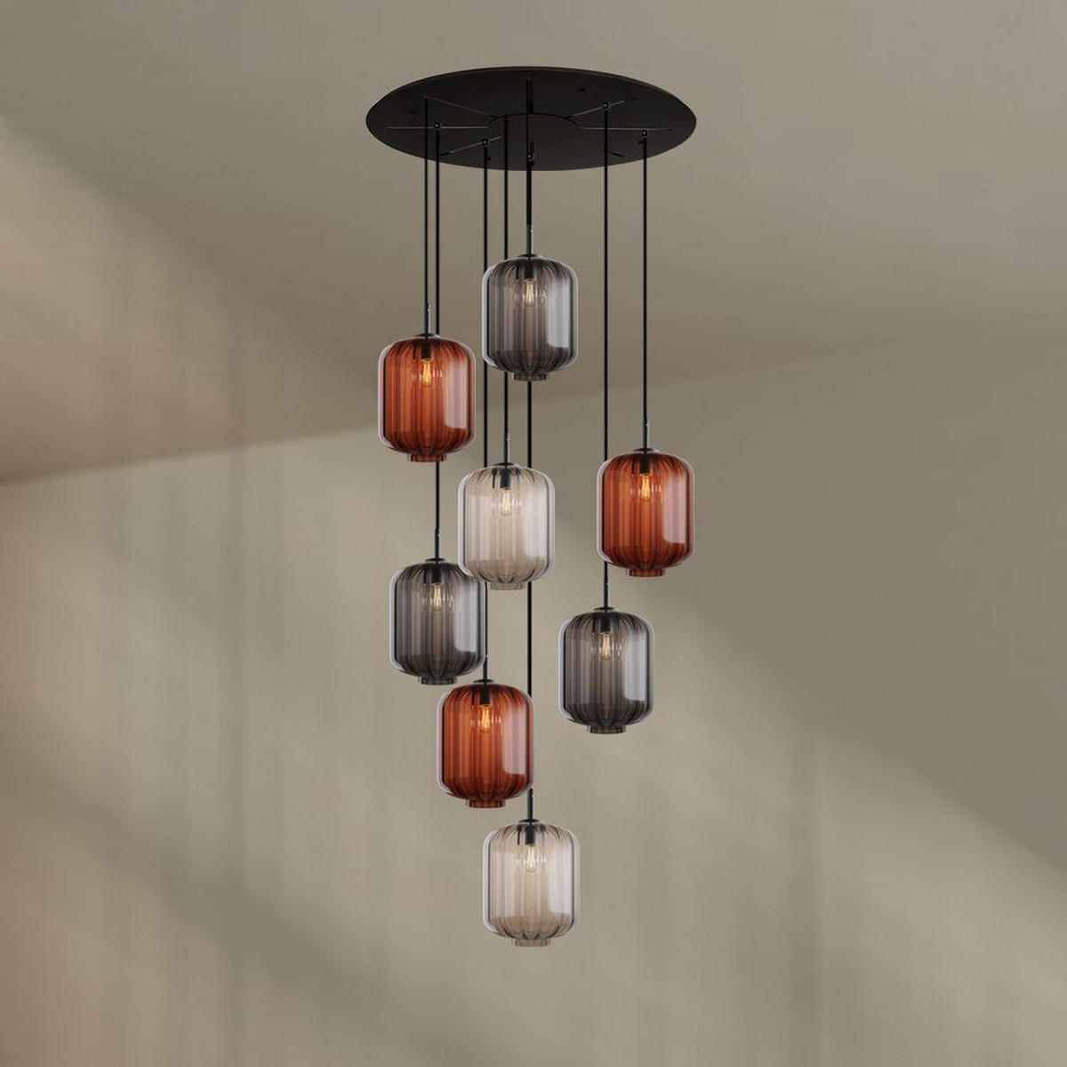 GALERIELEUCHTE Velo 8-flammig Mehrfarbig Ø 25cm - Multicolor/Schwarz, Glas (25/25/27cm) - s.luce