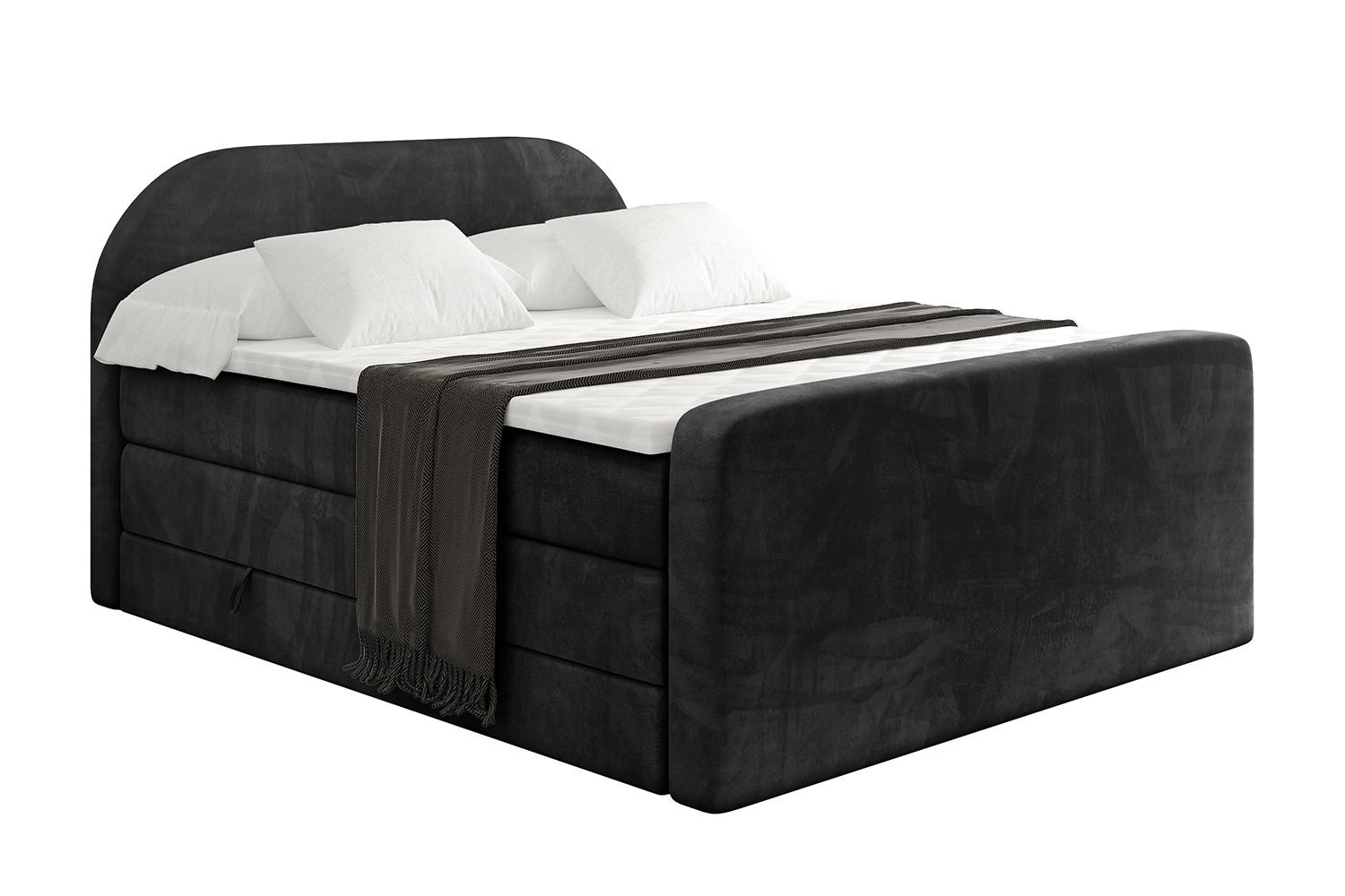 BOXSPRINGBETT mit Matratze und Lattenrost - NOX-Z KING-160x200 - Schwarz Casablanca - Schwarz, Holzwerkstoff (160/200cm) - ALTDECOR