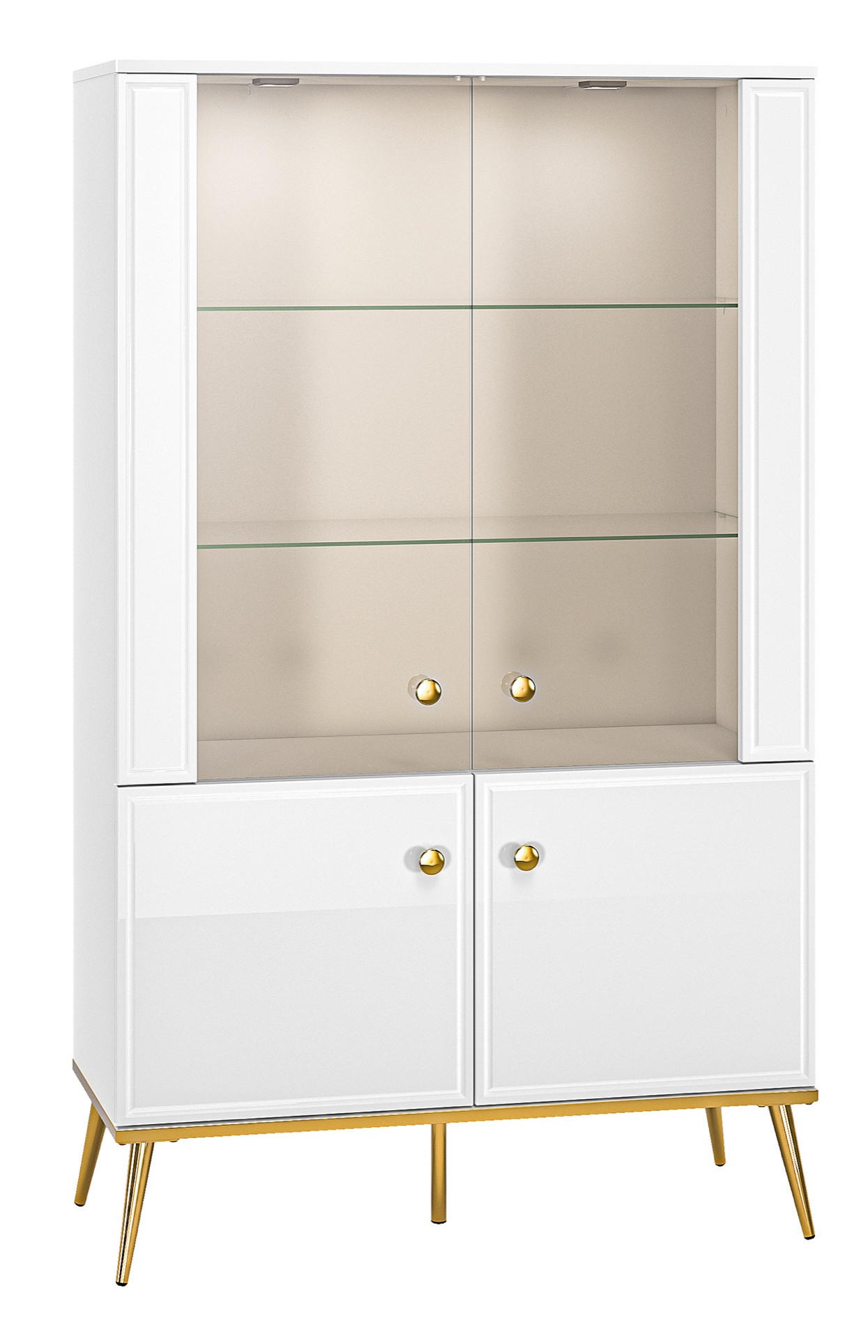VITRINE Darrby Weiß - Goldfarben/Weiß, Holzwerkstoff/Metall (92/152.3/40cm) - Selsey