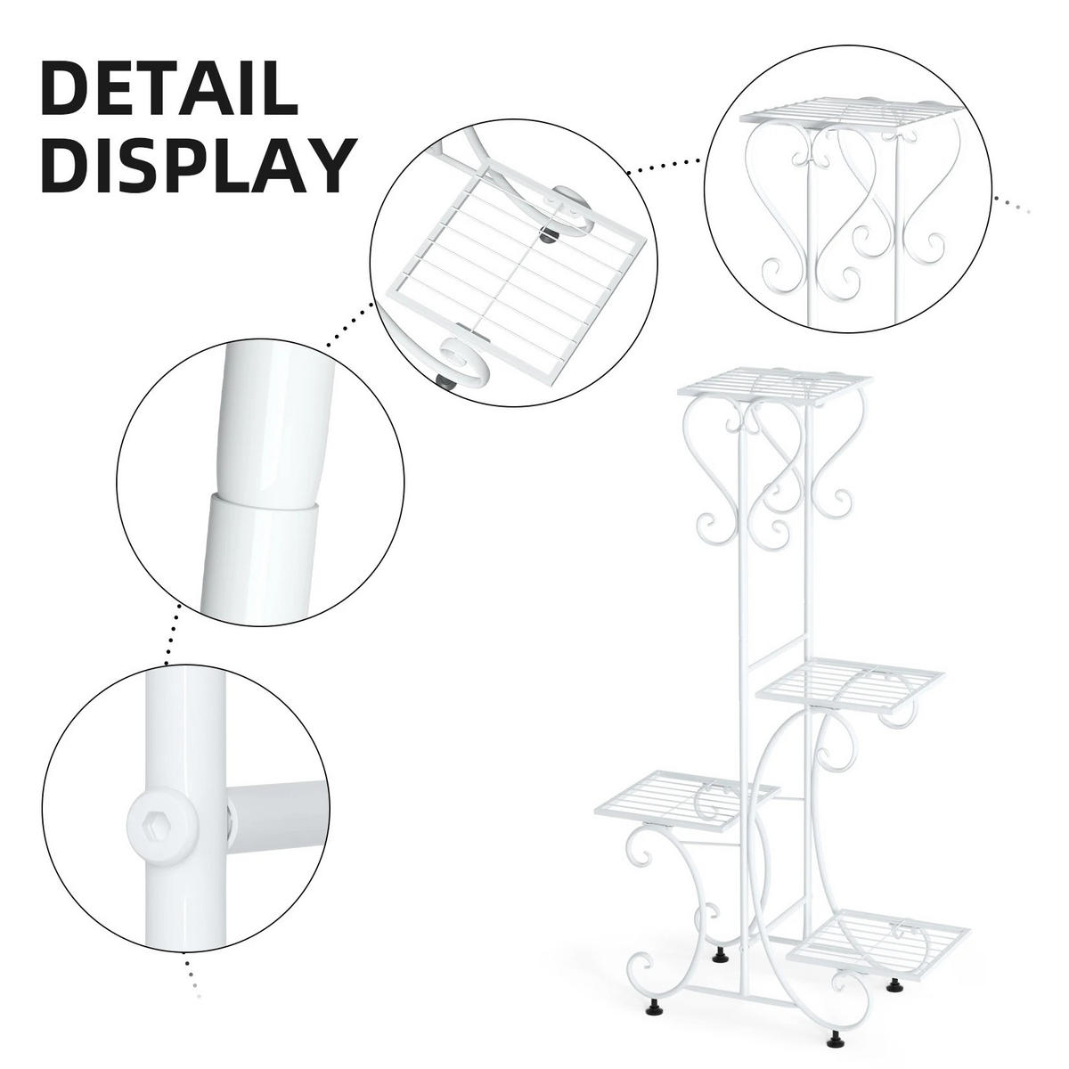 PFLANZENREGAL aus Metall 4-stufiger für drinnen und draußen, Garten, Terrasse, Schwarz - Schwarz, Metall (52/93/21cm) - Kaket