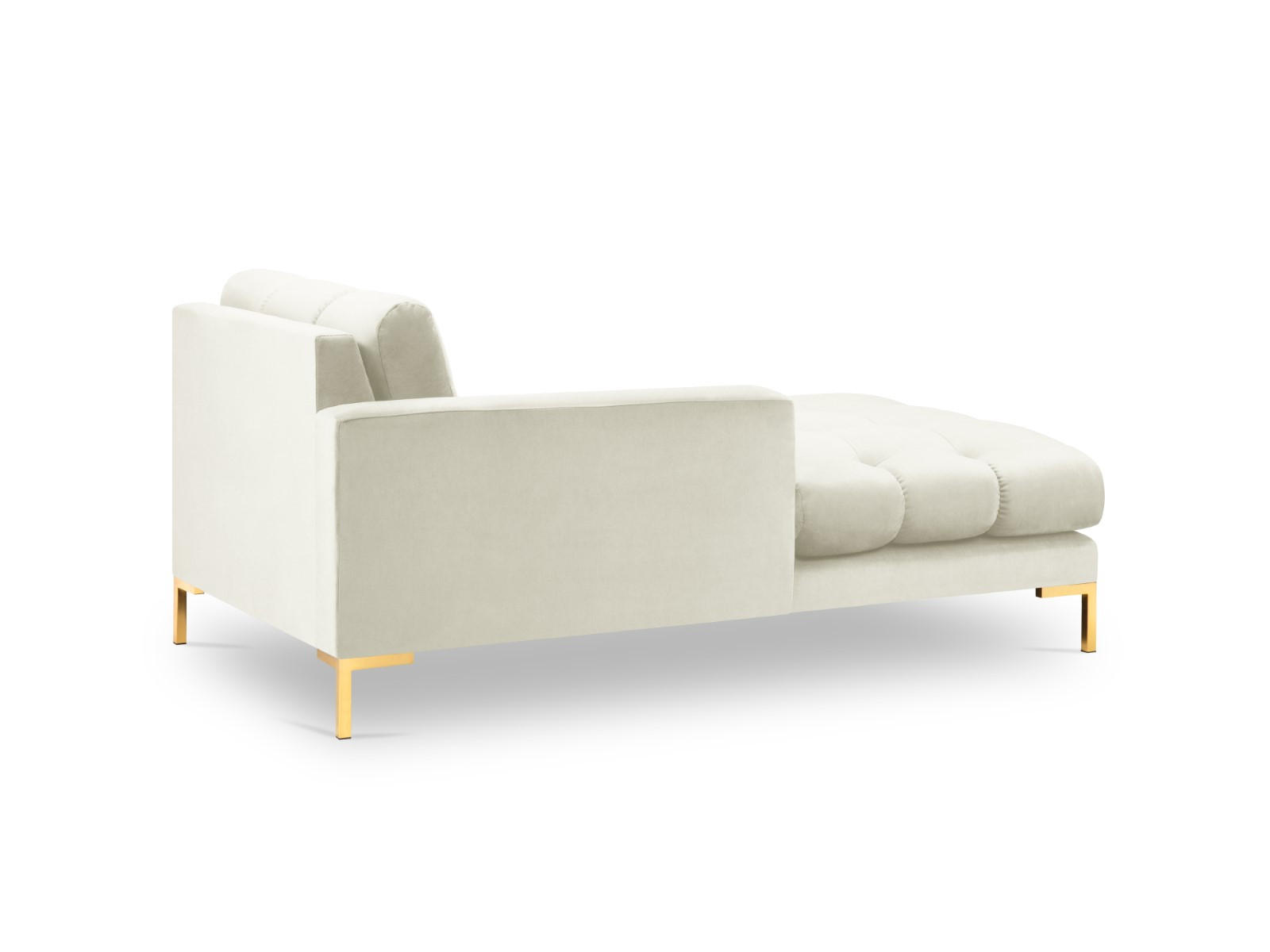 CHAISELONGUE links Mamaia aus Samt leichtes beige - Creme, Textil (102/75/185cm) - Micadoni
