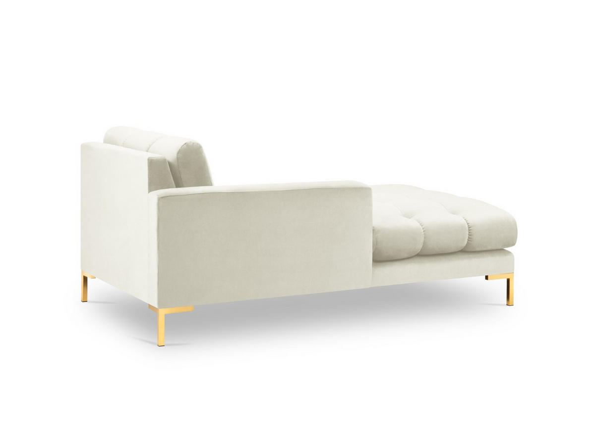 CHAISELONGUE links Mamaia aus Samt leichtes beige - Creme, Textil (102/75/185cm) - Micadoni