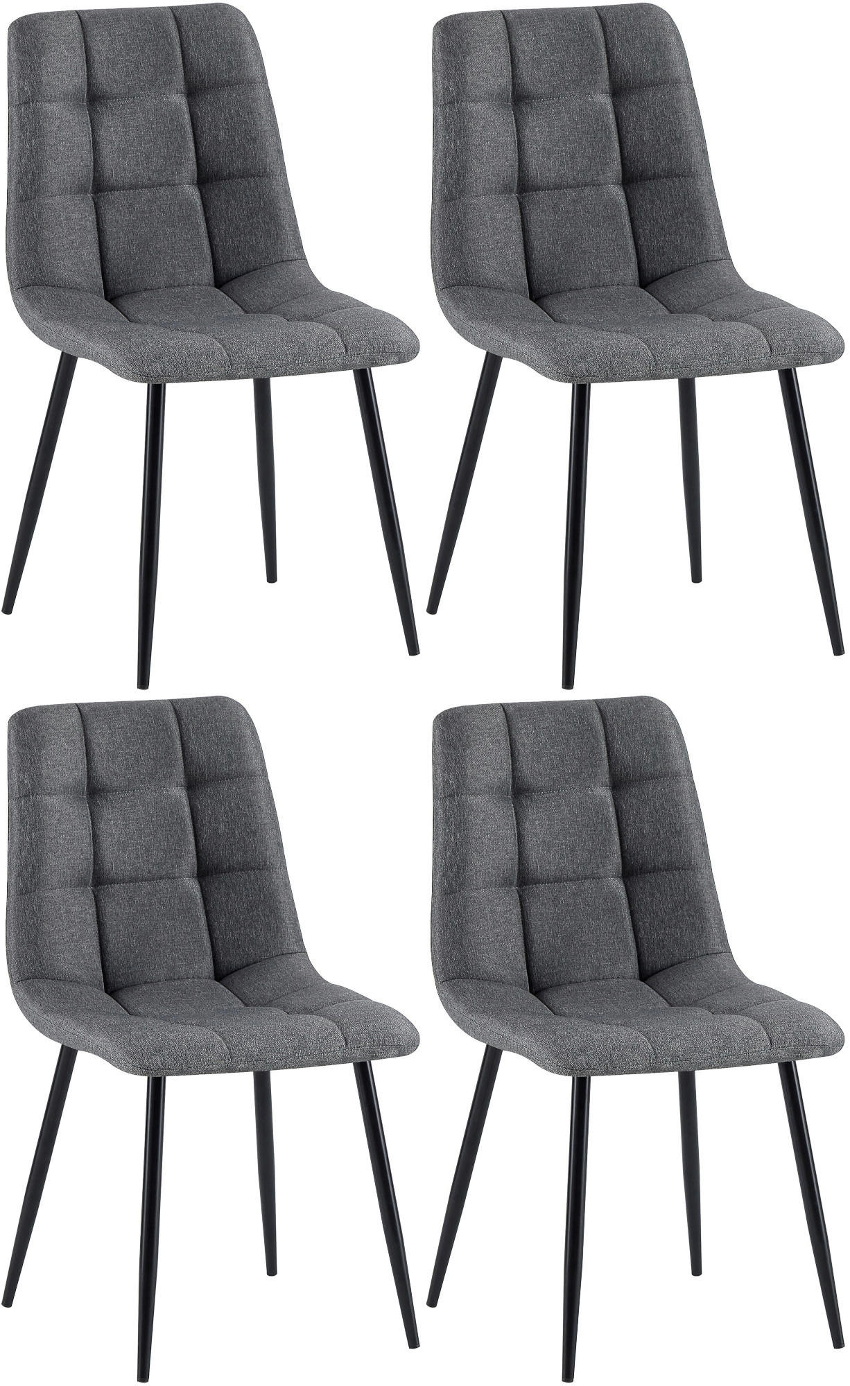 STUHL 4er Set Stoff Dunkelgrau - Dunkelgrau/Schwarz, Textil/Metall (45/84/55cm) - CLP
