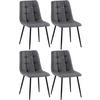 STUHL 4er Set Stoff Dunkelgrau - Dunkelgrau/Schwarz, Textil/Metall (45/84/55cm) - CLP