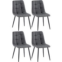 STUHL 4er Set Stoff Dunkelgrau - Dunkelgrau/Schwarz, Textil/Metall (45/84/55cm) - CLP