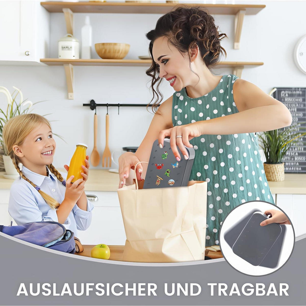 BROTDOSE 2er Set 900ml auslaufsicher mit Fächern - Multicolor, Kunststoff (13.7/10.8/19cm)