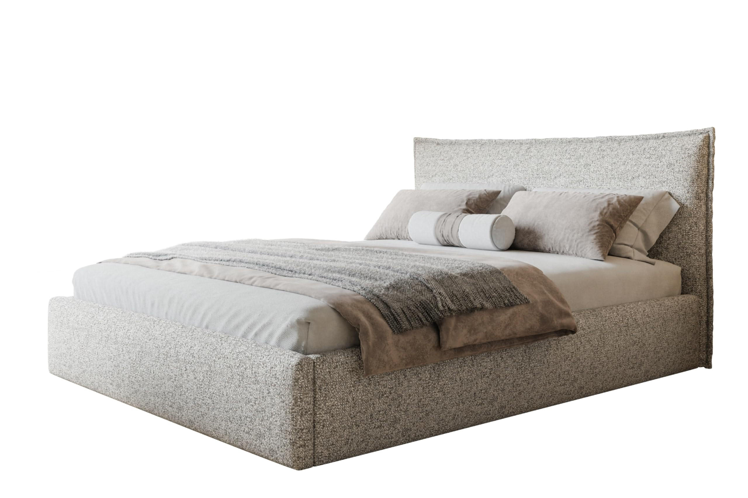 BETT 90x200 - Polsterbett mit Bettkasten und Holzrahmen - Modern Betten - Eleganter Puente-Stoff - Kollektion Rimini - Beige Melange - Beige, Holz/Textil (90/200cm) - Alpi-Möbel