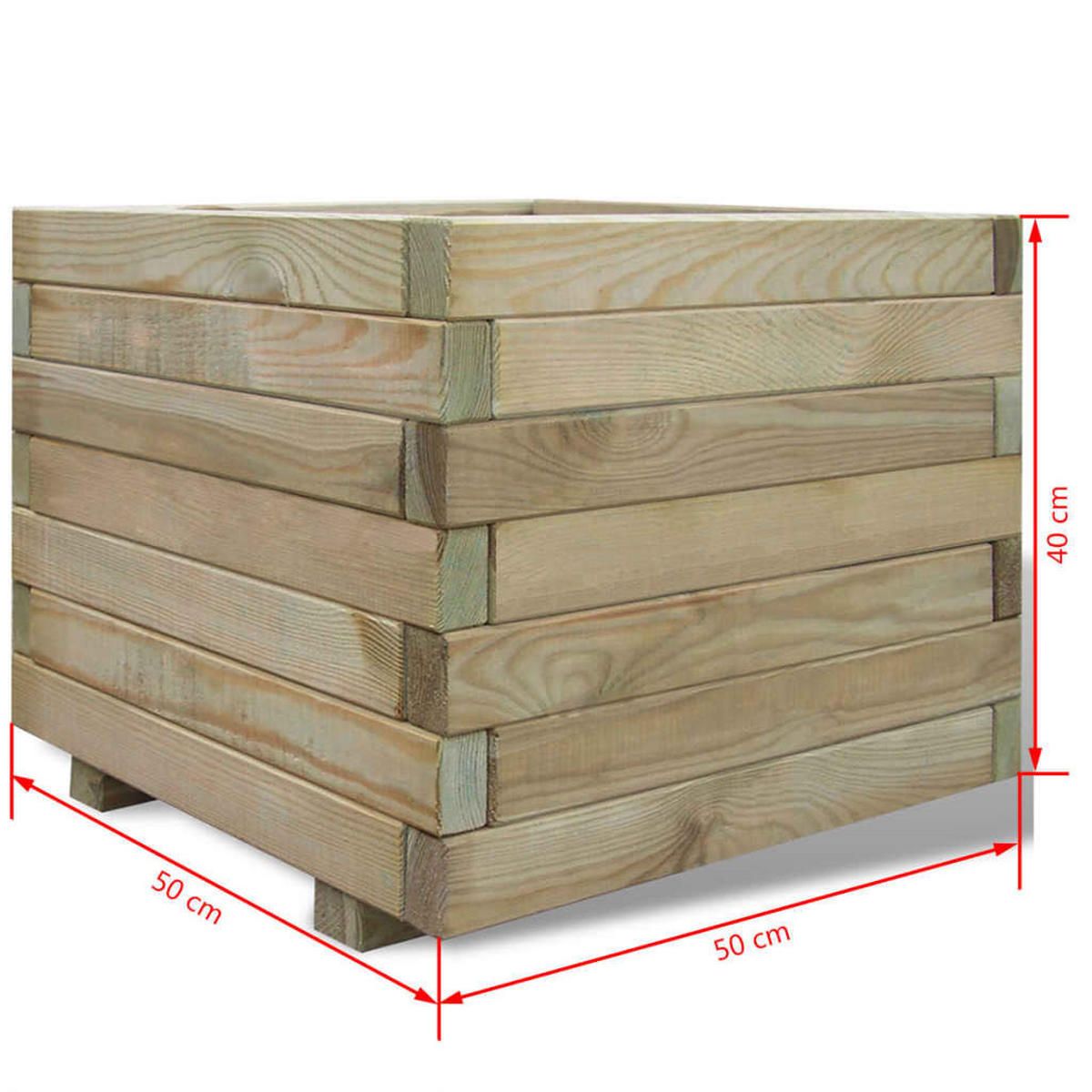 HOCHBEET 50x50x40 cm Holz Quadratisch - Braun, Holz (50/40/50cm) - furnicato