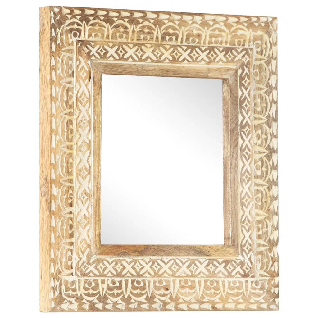 SPIEGEL Handgeschnitzt 50x50x2,6 cm Massivholz Mango - Braun, Holz (50/50/1cm) - furnicato