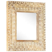 SPIEGEL Handgeschnitzt 50x50x2,6 cm Massivholz Mango - Braun, Holz (50/50/1cm) - furnicato