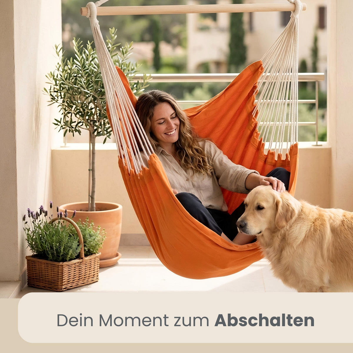 XXL HÄNGESESSEL 185/130 cm Belastbar bis 150 kg Orange - Orange, Textil (130/155/185cm) - Amanka