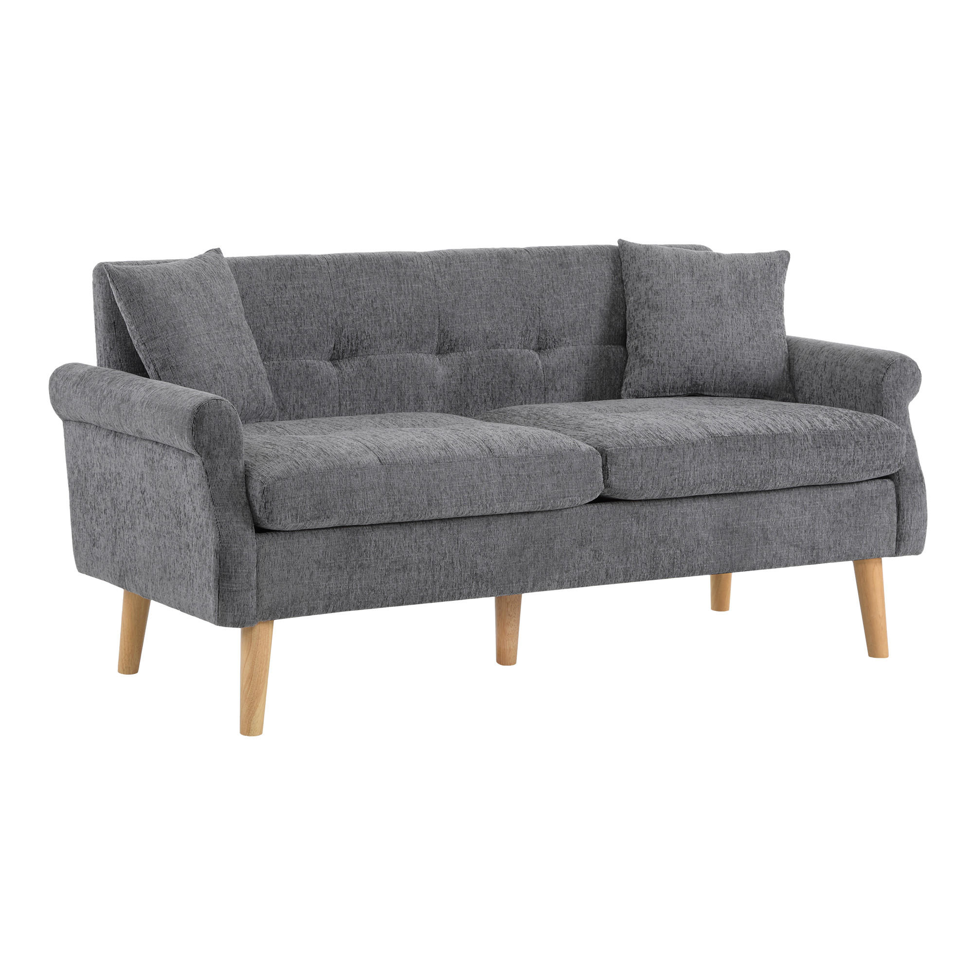 KOMPAKTES 2-Sitzer Sofa 162x74x77 Chenille, grau - Grau, Textil (74/77/162cm) - Luhomfu
