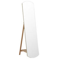 STEHSPIEGEL mit Ablage Kiefernholz hellbraun oval 35/150 cm Cherbourg - Hellbraun, Holz (35/150/47cm) - Beliani