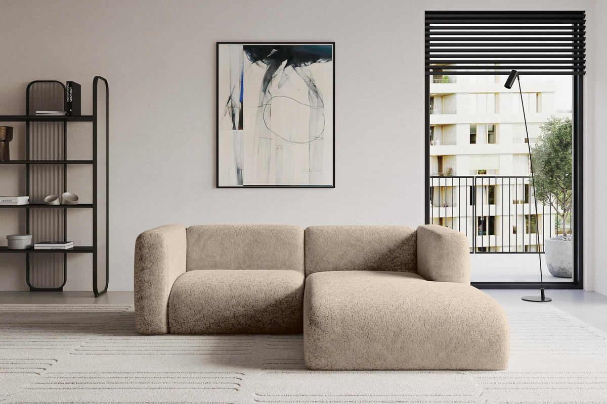 ECKSOFA Ottomane Rechts MIRA-L1 227x179x89 Braun Velours - Schwarz/Braun, Holzwerkstoff/Kunststoff (227/179cm) - ALTDECOR