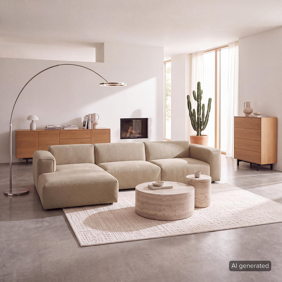 3-SITZER ECKSOFA mit Longchair - Taupe/Schwarz, Kunststoff/Textil (317/173cm) - home24