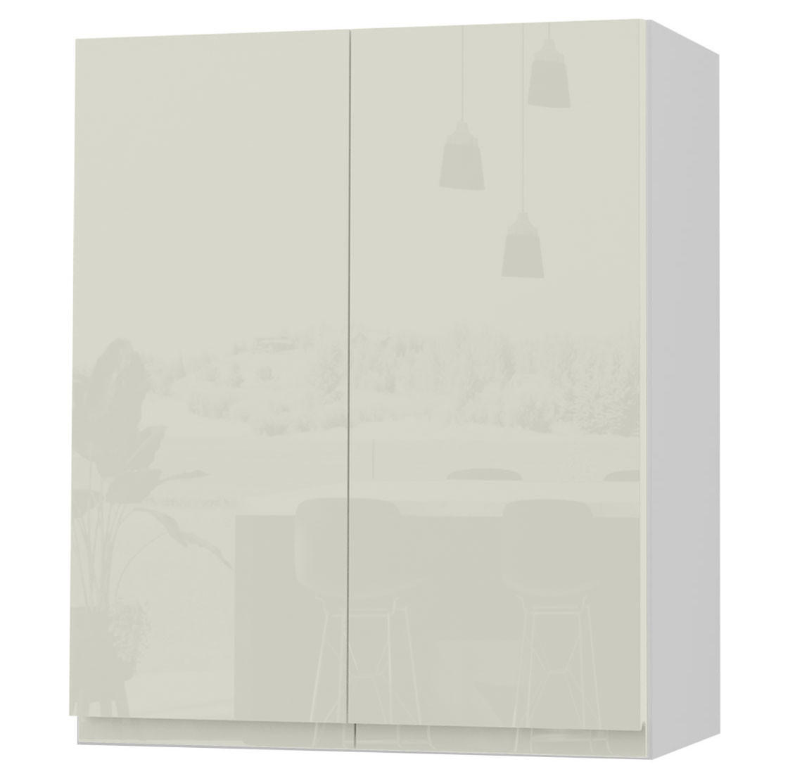 HÄNGESCHRANK Florence W3/60 Weiß / RAL 1013 perlweiß HG 60 / 32,5 / 72cm - Weiß Hochglanz/Weiß, Holz/Holzwerkstoff (60/72/32.5cm) - Feldmann-Wohnen