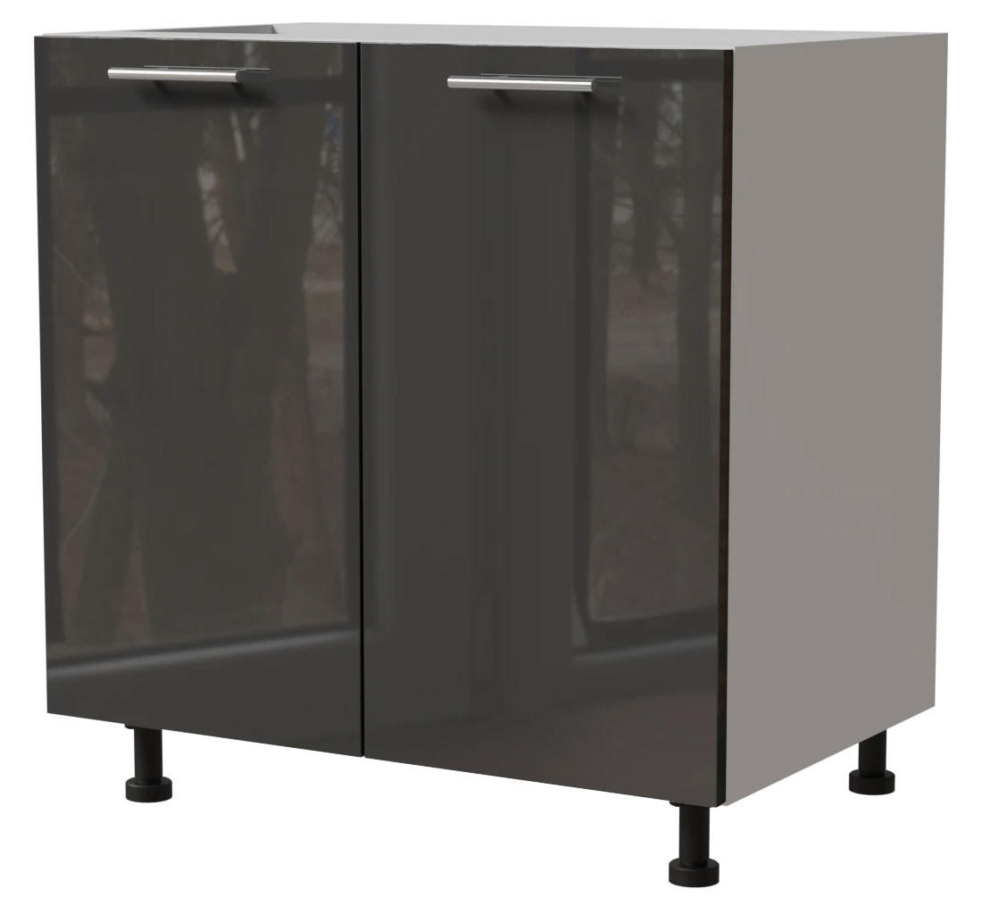 KÜCHENUNTERSCHRANK Essen D11/80 Graphit Hochglanz / Weiß Matt 80 / 50 / 82cm - Graphitfarben/Weiß, Holz/Holzwerkstoff (80/82/50cm) - Feldmann-Wohnen