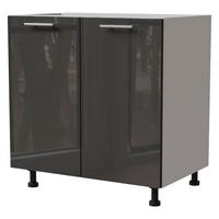 KÜCHENUNTERSCHRANK Essen D11/80 Graphit Hochglanz / Weiß Matt 80 / 50 / 82cm - Graphitfarben/Weiß, Holz/Holzwerkstoff (80/82/50cm) - Feldmann-Wohnen