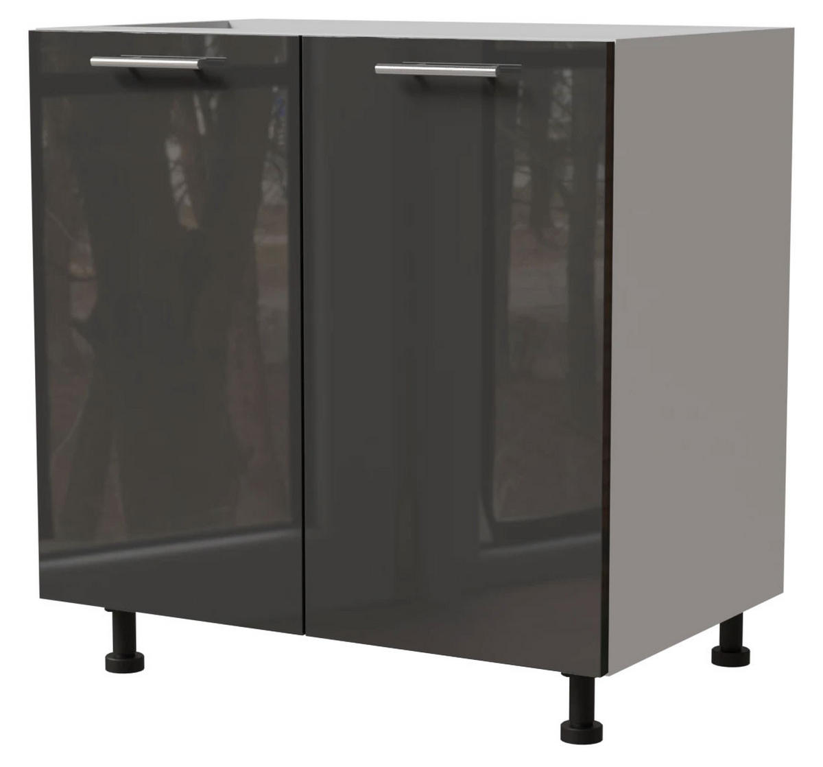 KÜCHENUNTERSCHRANK Essen D11/80 Graphit Hochglanz / Weiß Matt 80 / 50 / 82cm - Graphitfarben/Weiß, Holz/Holzwerkstoff (80/82/50cm) - Feldmann-Wohnen