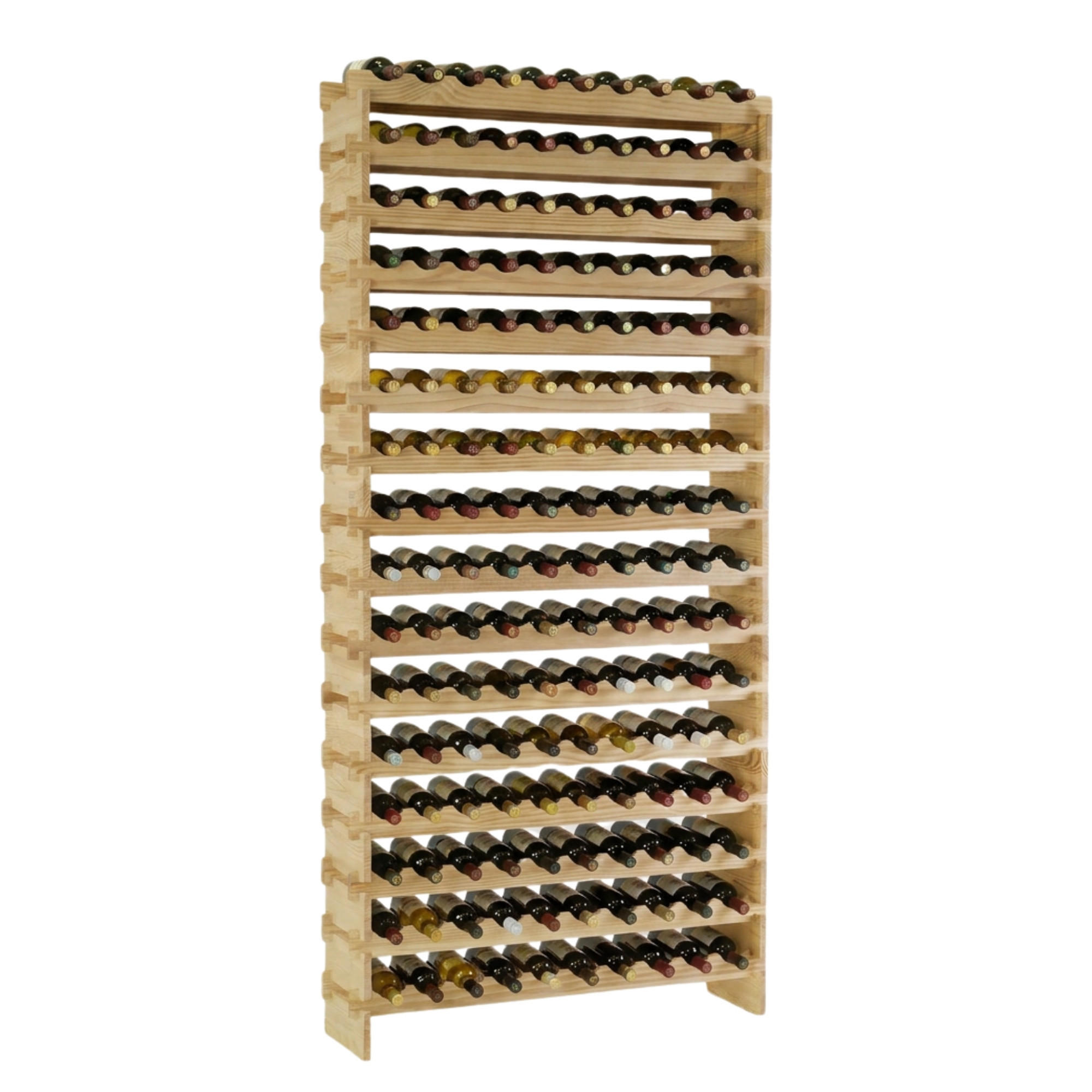 WEINREGAL NAVARRA aus Holz 219x103x28cm 160 Flaschen auf 16 Ebenen Natur unbehandelt - Naturfarben, Holz (103/219/28cm) - PROREGAL