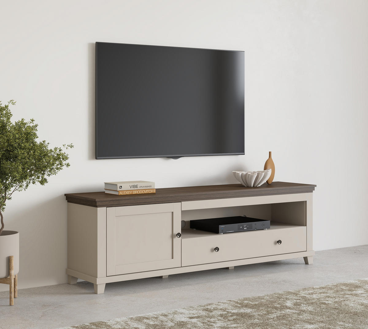 LOWBOARD EVANDRO 181/61/49 cm, Beige - Beige, Holzwerkstoff (181/61/49cm) - MASSENO