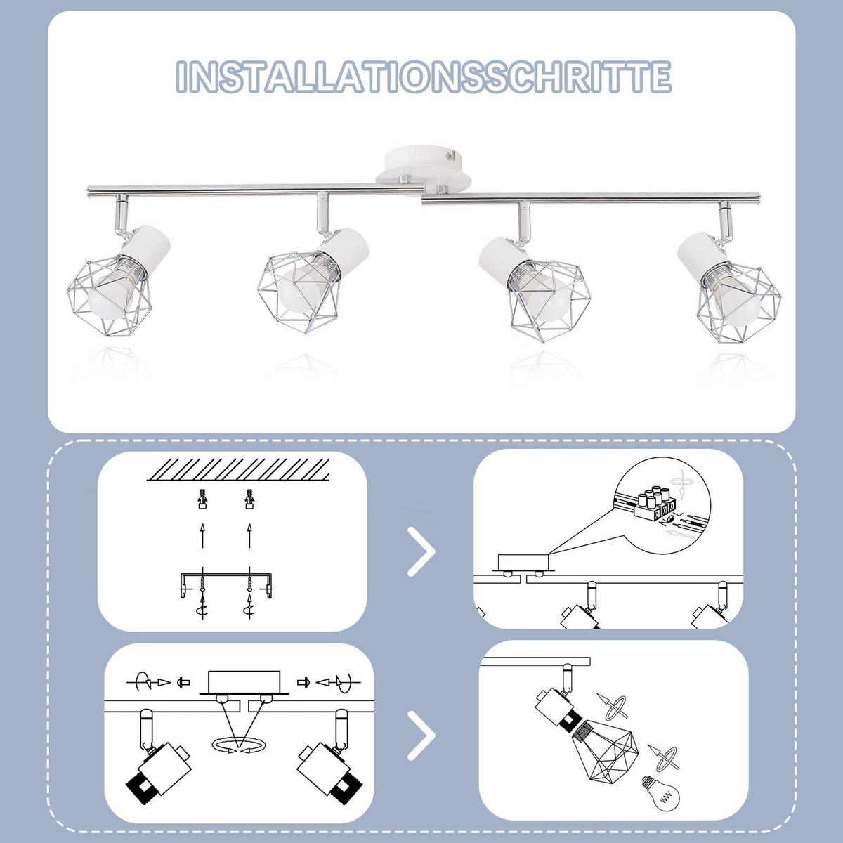 STRAHLER Chloris 4-flammig 71/10/20 cm - Weiß, Metall (71/10/20cm) - Nettlife