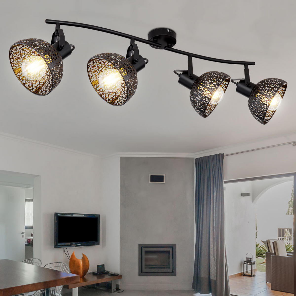 DECKENLEUCHTE PANTALLA Metall Schwarz - Schwarz, Metall (87/28.5/21.5cm) - Globo Lighting