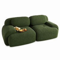 SOFA 2-Sitzer in Grün aus Cord mit modularem Design und geschwungenen Armlehnen - Grün, Textil (208/75/103cm) - CHICFURN