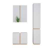 BADMÖBEL-SET Gloria Weiß 3 Teile, mit Hochschrank - Weiß/Sonoma Eiche, Holzwerkstoff (70/55/34cm) - Vicco