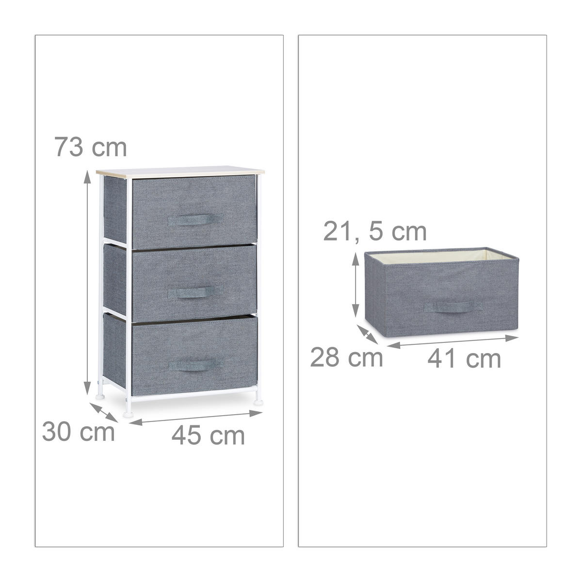 REGALSYSTEM - Grau, Holzwerkstoff/Textil (45/73/30cm) - Relaxdays