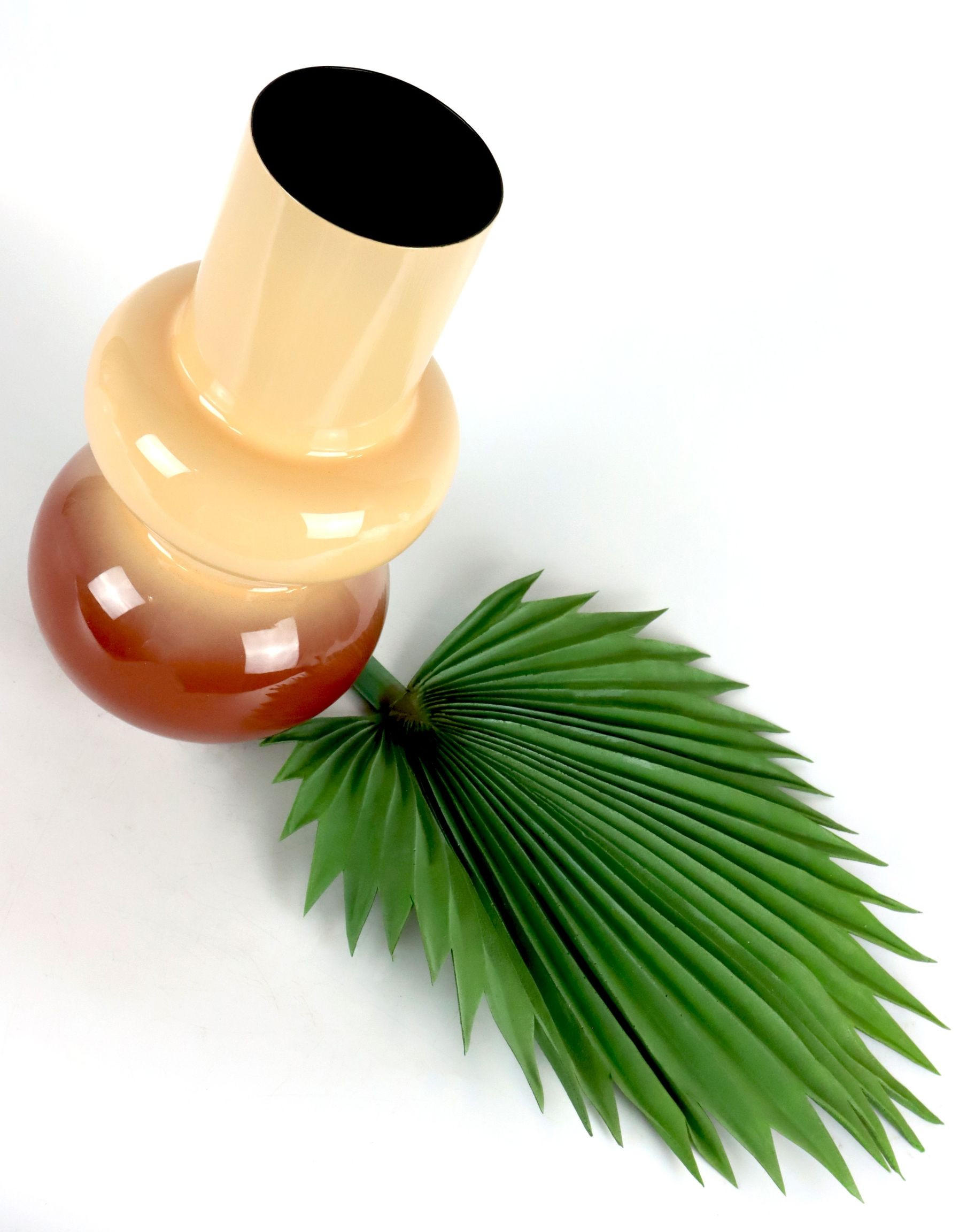 VASE Silhouette bicolor beige/dunkelrot - Braun, Metall (35cm) - FURNARO