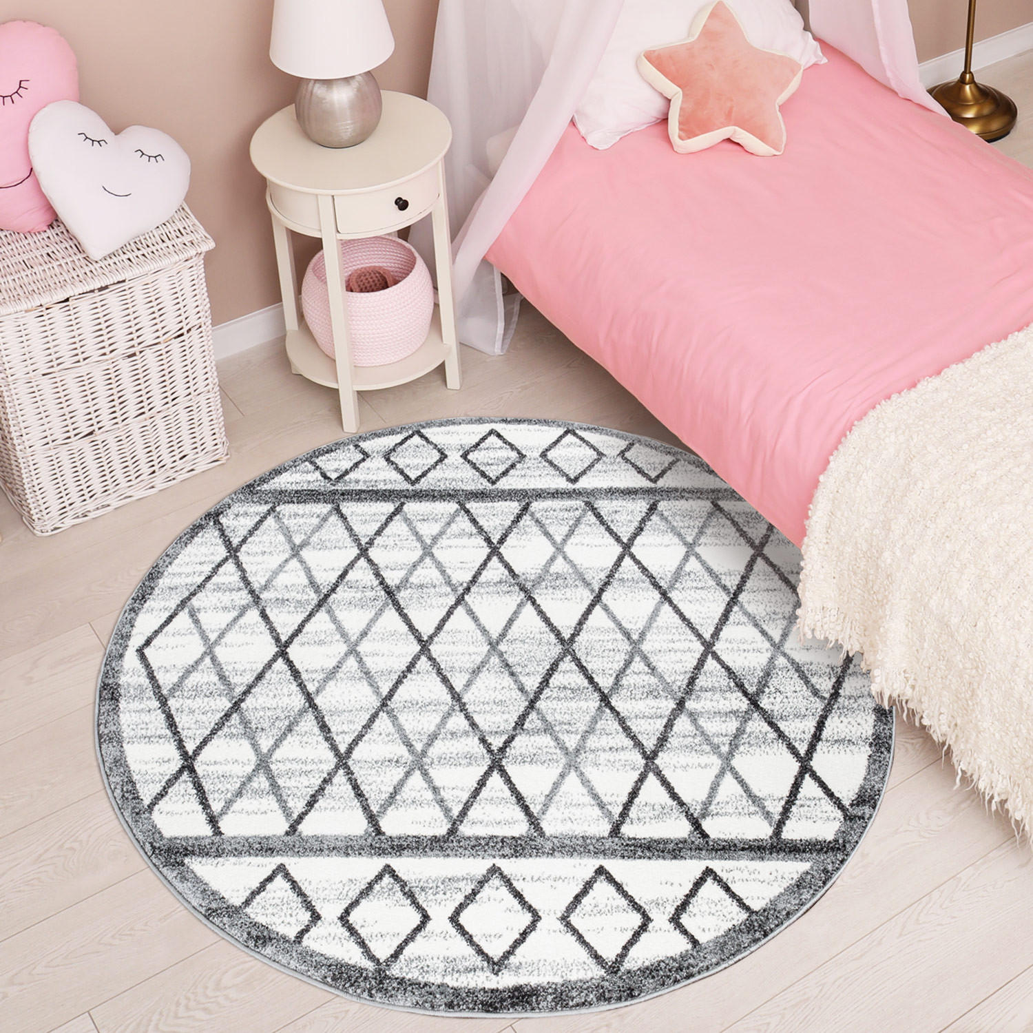 KURZFLOR-TEPPICH Young 964 Grau 120 cm Rund - Creme, Textil (120/120cm) - carpet city